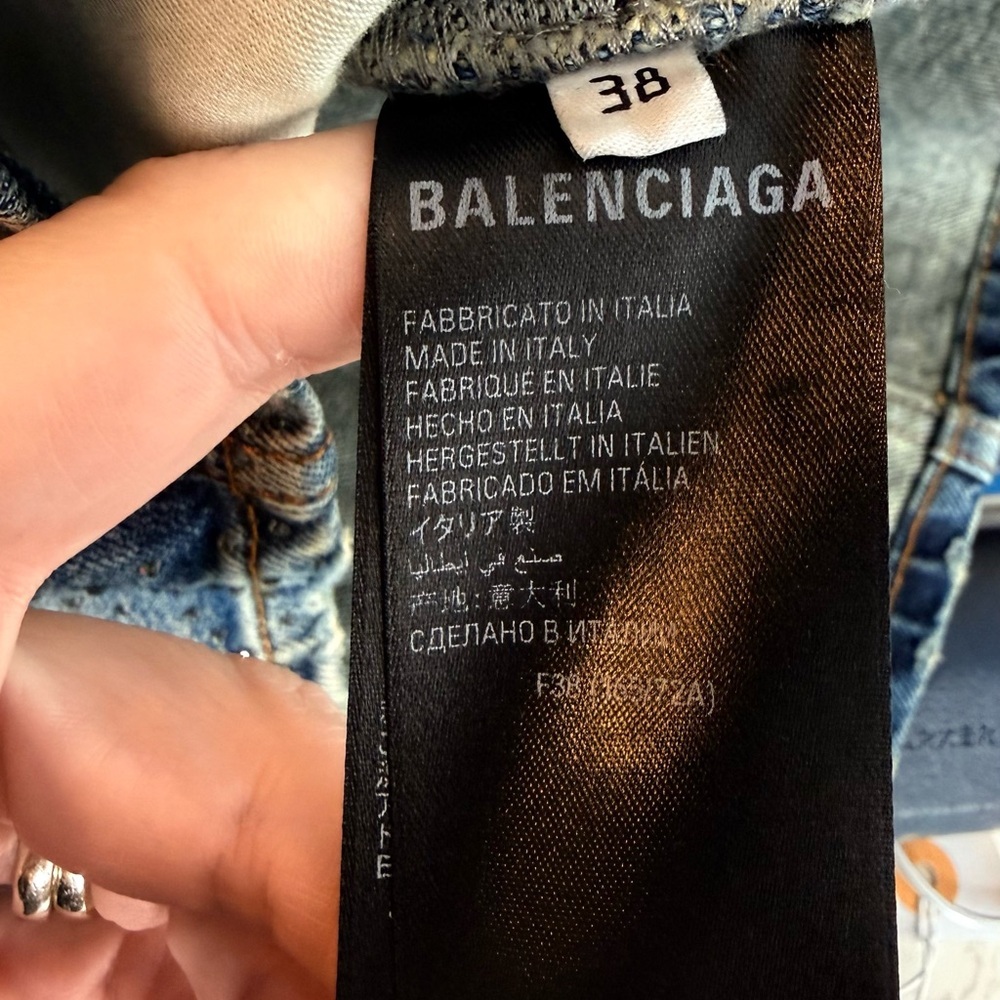 Balenciaga Grey Crystal Stress Denim Mini Skirt Y2K Festival size 38/ US Small - Picture 4 of 6